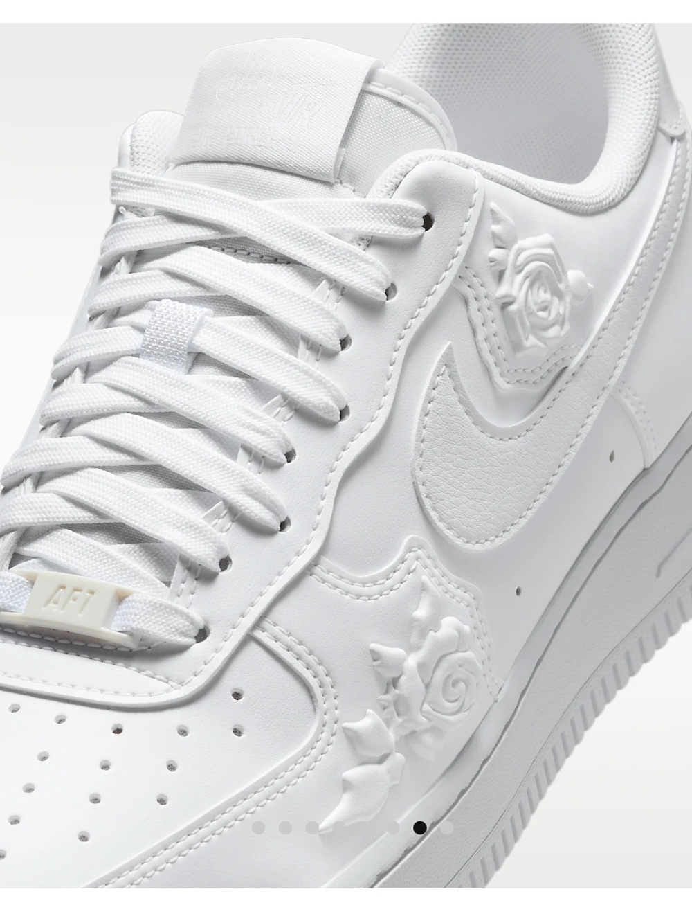 Nike Air Force 1 All-White Sneakers with Embossed Roses